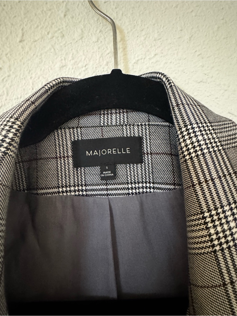 Majorelle Plaid Double-Breasted Blazer in Gray and Black - Picture 2 of 2